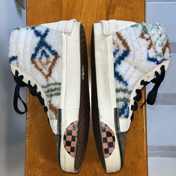 VANS SK8 HI REISSUE CAP MIXED TEXTILE ZIPPER FUR INDIAN WHITE SIZE 5/6.5 - Picture 4 of 11